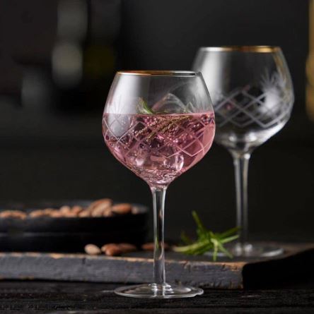 Milano Gold Gin & Tonic Glasses 600ml, Set of 2