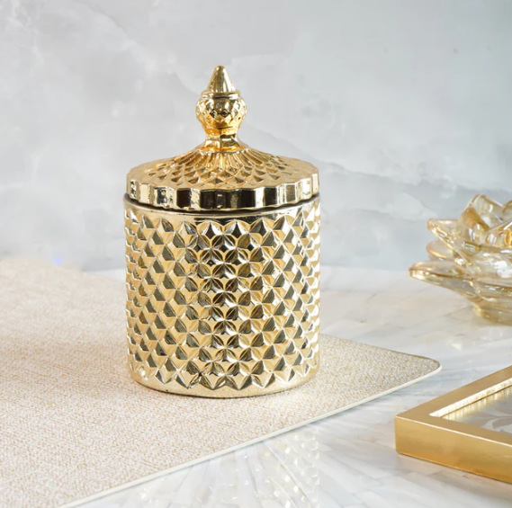 Gold Crystal Jar Scented Candle with Lid