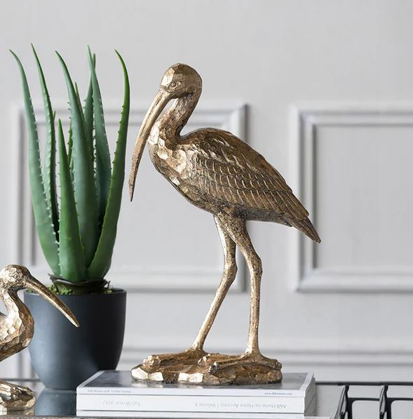 Hunting Crane Sculpture Large - Gold