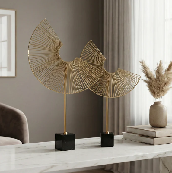 Marble and Metal Spoke Wheel Decor (Single)