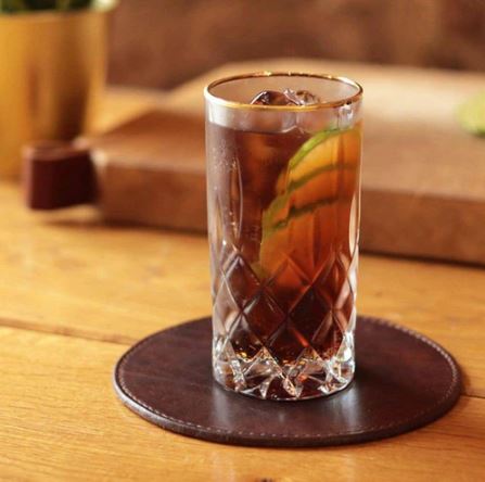 Noblesse Long Drink Glasses with Gold Rim 395ml, Set of 4