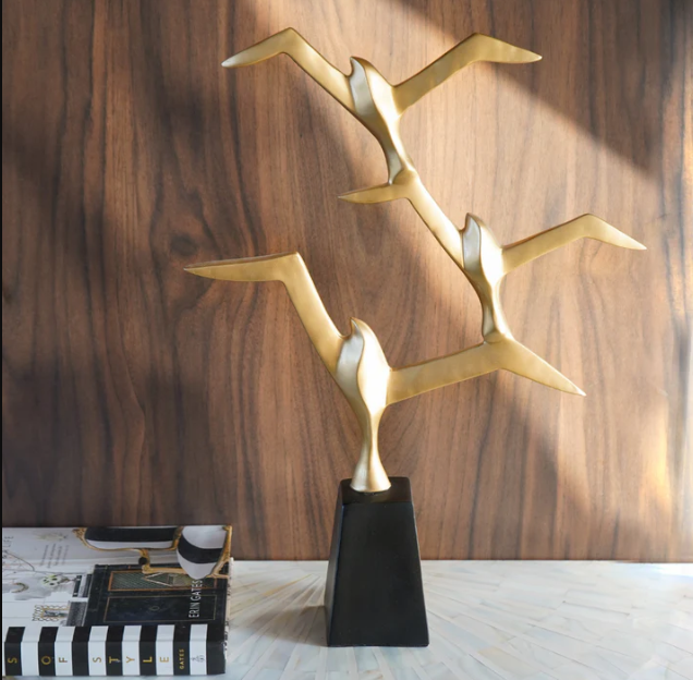 Black & Gold Birds of Paradise Polyresin Figurine