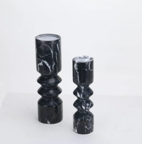 MARBLISS CANDLE HOLDER~ NATURAL MARBLE (BLACK)