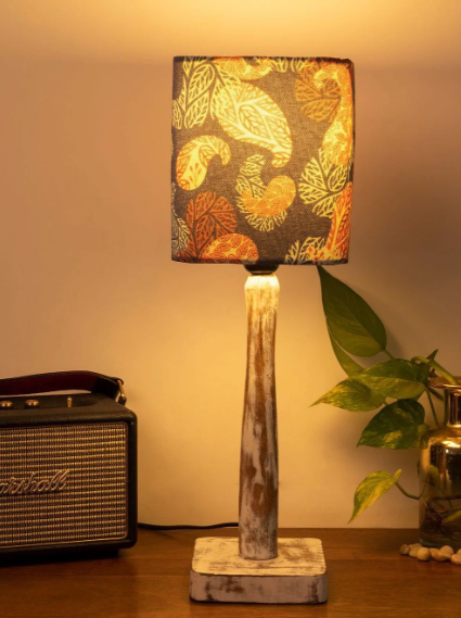 Curve Distress white Lamp with Colorful Ambee shade