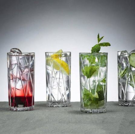 Modern Long Drink Glasses 370ml, Set of 6