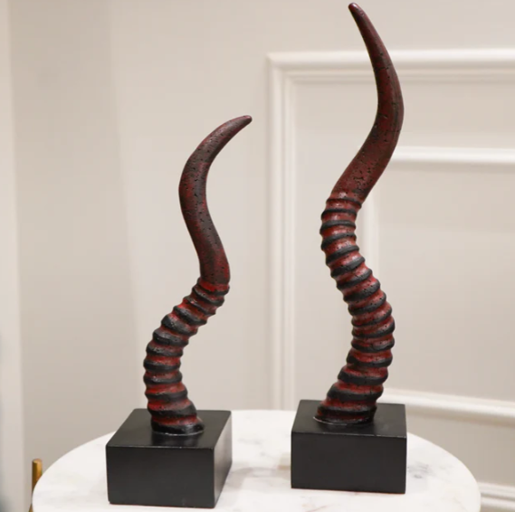 Textured Faux Horn Polyresin Figurine
