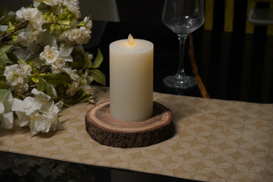 Fluted White LED Candle – Large