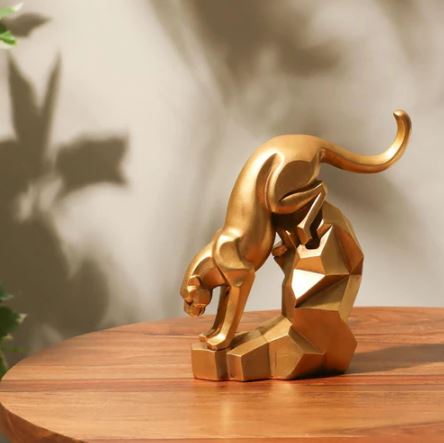 Descending Jaguar Decorative Sculpture - Amber Gold