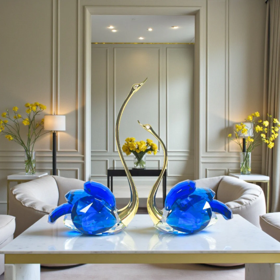 Classic Swan 2Pc Set Showpiece