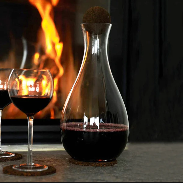 Nature Wine Carafe with Cork Stopper Tall 2000ml - Brown