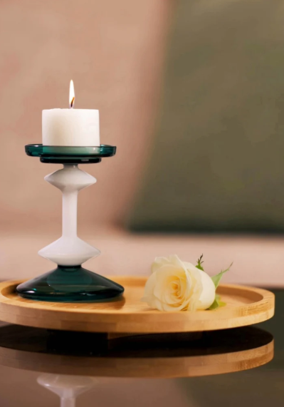 Emerald Pillar Candle Stand (long)