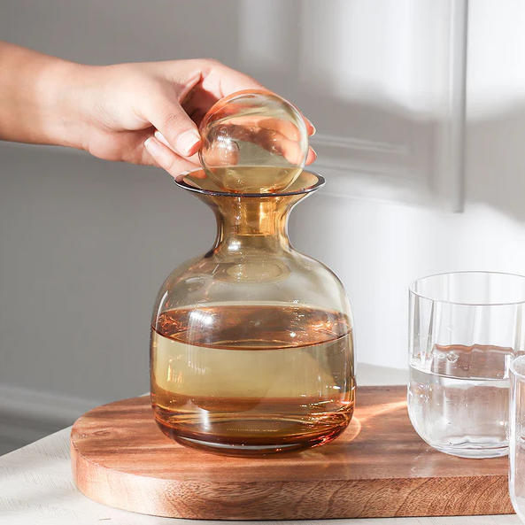 Sarabi Glass Water Carafe 750ml - Amber