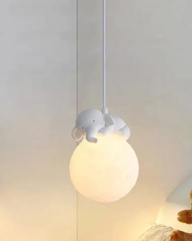 Cute Animal Shaped Moon Pendant Light - Elephant
