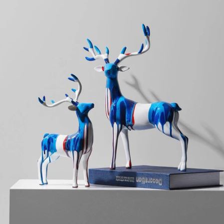 Antler Decorative Sculptures, Set of 2 - Splash Blue