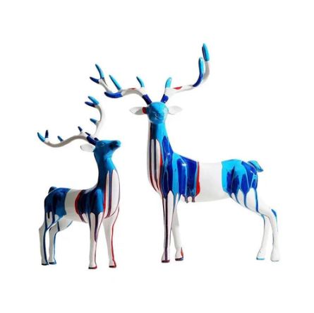Antler Decorative Sculptures, Set of 2 - Splash Blue