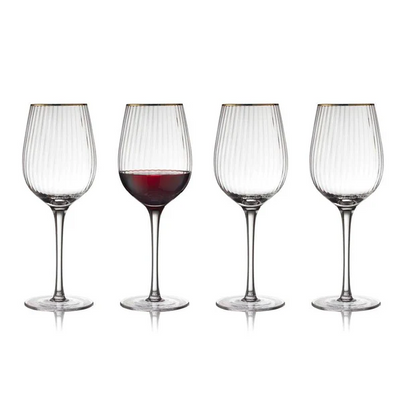Palermo Gold Red Wine Glasses 400ml, Set of 4