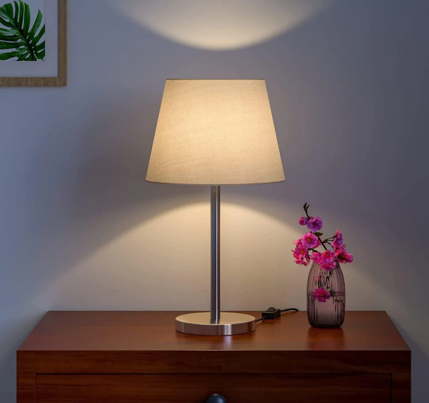 Modern & Sleek Stainless Steel Silver Finish Table Lamp 10 Inches