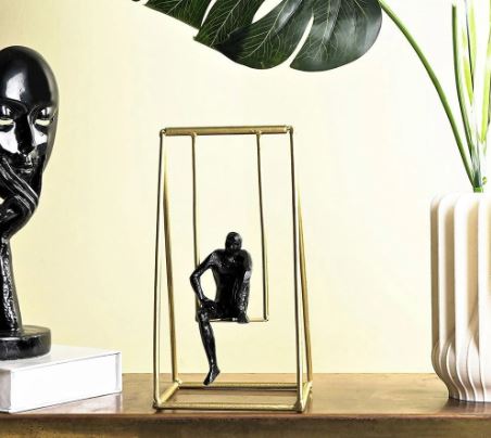 Modern Art Scholar Deep in Thought Table Accent