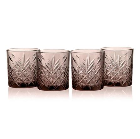Timeless Whiskey Tumblers 345ml, Set of 4 - Brown Grey