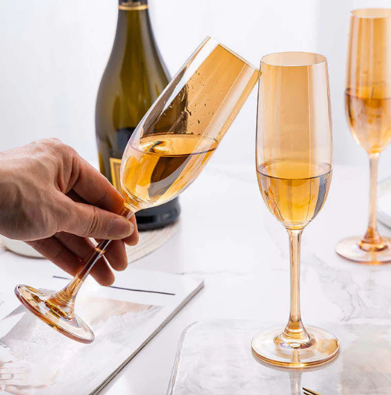 Nordic Golden Champagne Wine Glasses - 180 ml