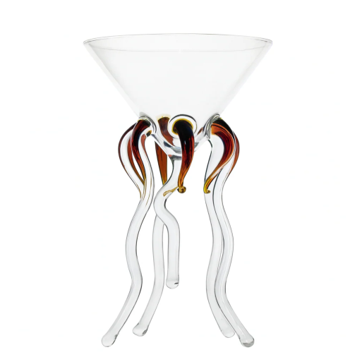 handcrafted octopus cocktail glass - set of 2