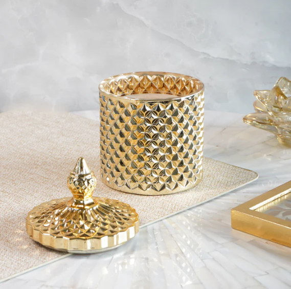 Gold Crystal Jar Scented Candle with Lid