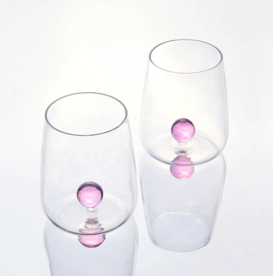 Handblown Drinking Glass - Pink (Set Of 2)
