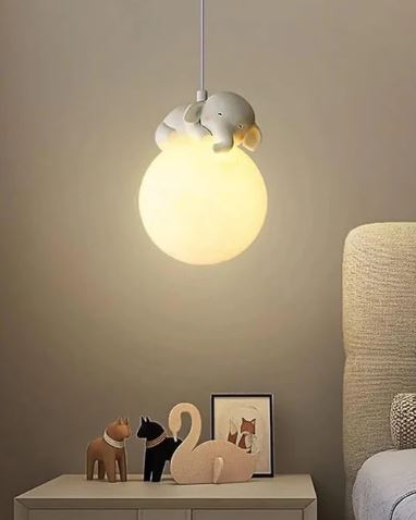 Cute Animal Shaped Moon Pendant Light - Elephant