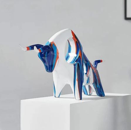 Prime Bull Decorative Sculpture - Splash Blue