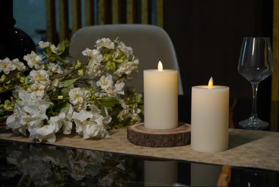 Fluted White LED Candle – Large