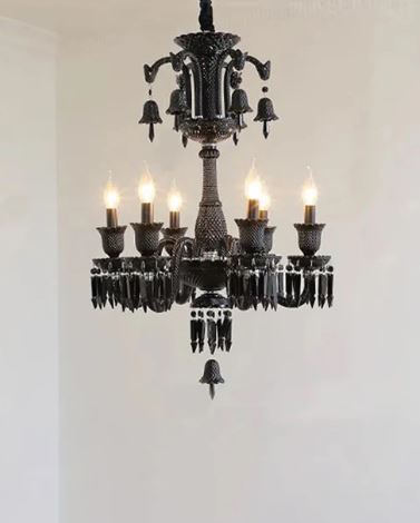 Victorian Black Crystal Chandelier - 6 Light