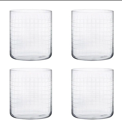 Grid Whiskey Tumblers 390ml, Set of 4