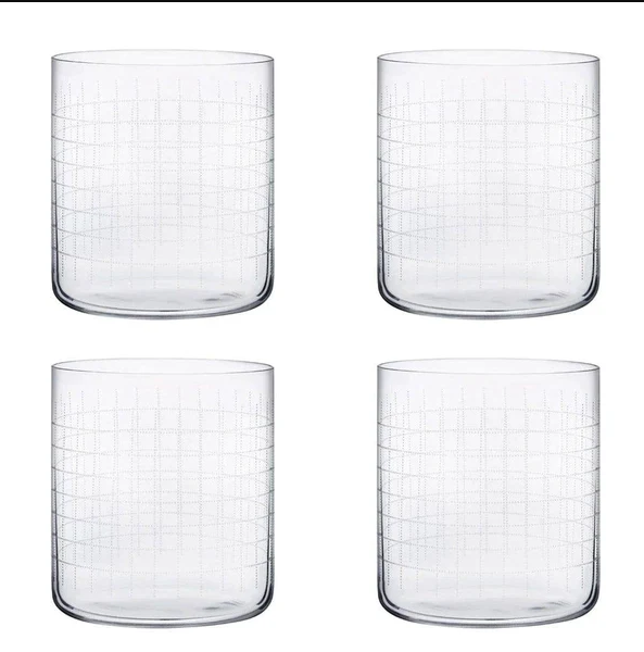 Grid Whiskey Tumblers 390ml, Set of 4
