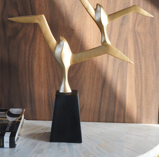 Black & Gold Birds of Paradise Polyresin Figurine