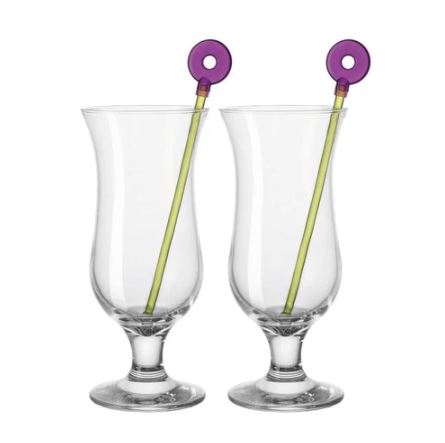 Hurricane Cocktail Glasses with Stirrers 450ml, Set of 2