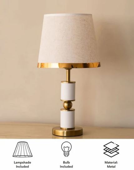 Sculptural Sold Metal Base Table Lamp