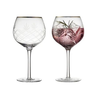 Milano Gold Gin & Tonic Glasses 600ml, Set of 2