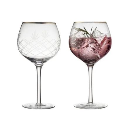 Milano Gold Gin & Tonic Glasses 600ml, Set of 2