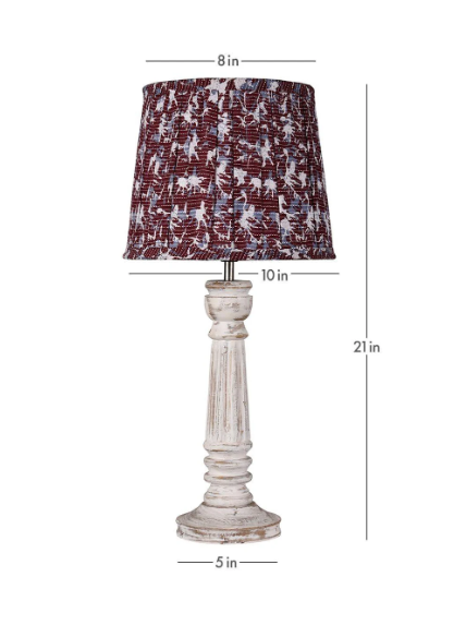 Wooden Pillar White lamp with pleeted Colorful Soft Shade