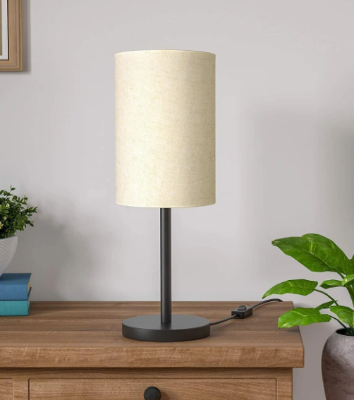 Black Sleek Table Lamp Cylindrical Shade