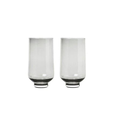 Flow Tall Glasses 400ml, Set of 2 - Smoke