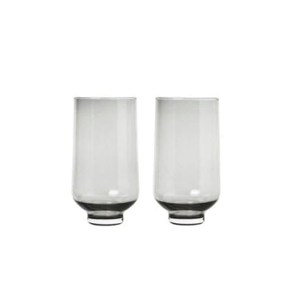 Flow Tall Glasses 400ml, Set of 2 - Smoke