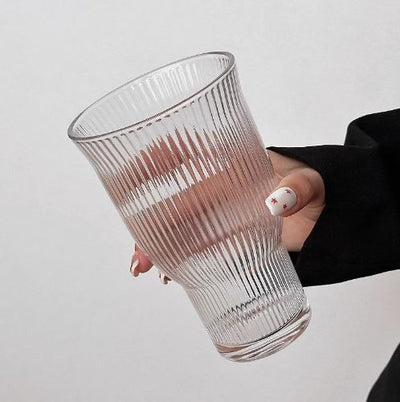 Clear Tall Glass with Stripes - Set Of 6