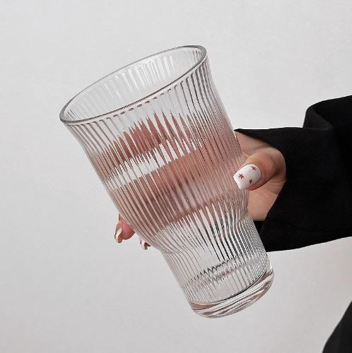 Clear Tall Glass with Stripes - Set Of 6