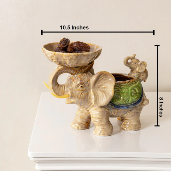 Joyful Elephant Feast Table Decoration Showpiece for Home Décor