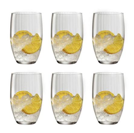 Long Drink Tumblers 460ml, Set of 6 - Grey