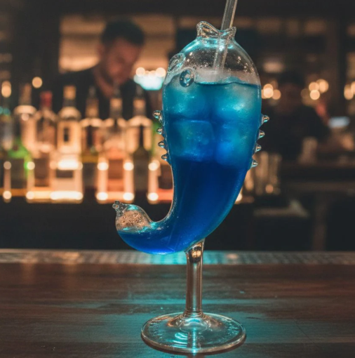 "handcrafted fish shape cocktail glass - set of 2 "