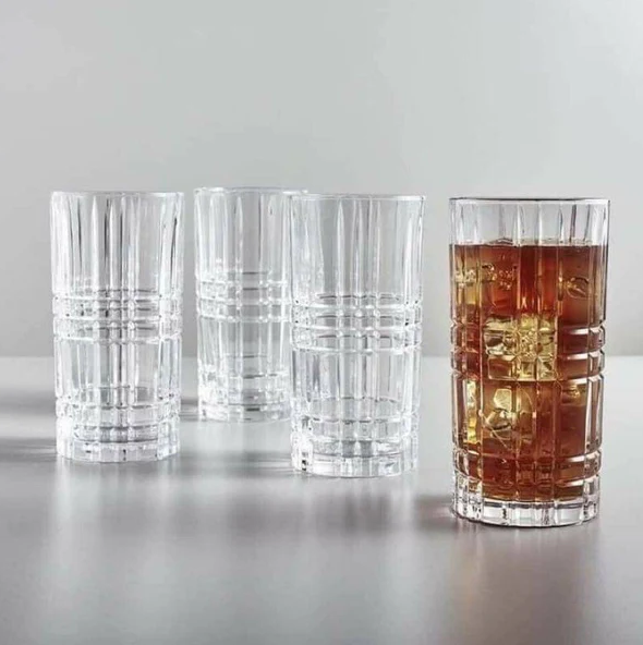 Highland Square Long Drink Glasses 375ml, Set of 6