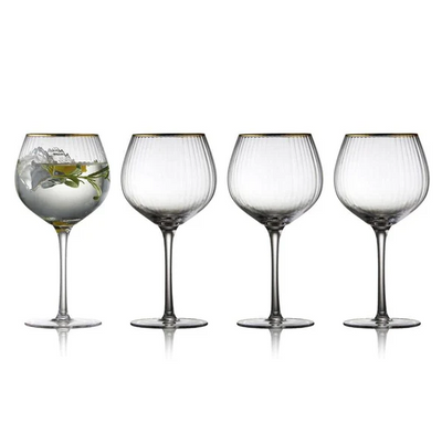 Palermo Gold Rounded Gin & Tonic Glasses 650ml, Set of 4