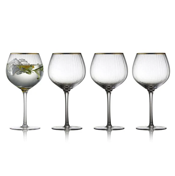 Palermo Gold Rounded Gin & Tonic Glasses 650ml, Set of 4